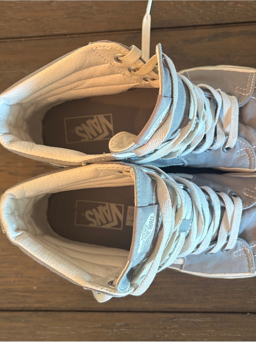 Vans Sk8-Hi Sneakers in Light Blue and White